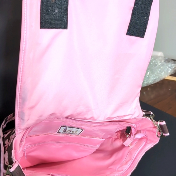 Belvah Beauty and Quality Pink/Brown Polkadot Quilted Tote Bag/Messenger Bag. - Picture 8 of 15